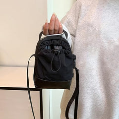 Women's shoulder bag - casual bag - adjustable canvas bag with drawstring - suitable for daily commuting and travel.(Black)