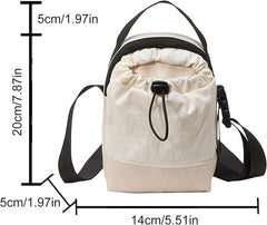 Women's shoulder bag - casual bag - adjustable canvas bag with drawstring - suitable for daily commuting and travel.(White)
