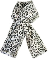 Scarf with Concealed Zipper Pocket - Secure Storage Pocket for Keys & Cards - Downy Soft & Warm - Leopard Print