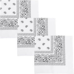 3-Piece Headscarf Set (Square) - Retro Black & White Pattern Headscarf Scarf for Daily Styling, Hairband & Decoration
