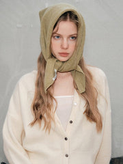 Triangular Knitted Scarf - Soft Acrylic Fabric - As a Scarf, Shawl or Blanket - In Solid Colors - Khaki