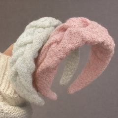 Headband - Set of Two - Retro Style with Ruffles - Elegant and Stylish Headband for Women - Suitable for Parties, Daily Wear and Special Occasions (White + Pink)