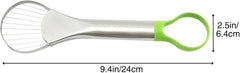 3-in-1 Avocado Slicer with Stainless Steel Pitter, Cutter and Scoop for Safe Fruit Preparation, Salads and Kitchen Use, Green
