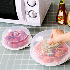 2 Pcs Microwave Splatter Cover, Clear Plastic Food Cover Lid with Steam Vent for Plate Dish Bowl, 10 Inch and 8 Inch