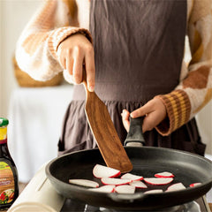 5PCS Wooden Spurtle Set Teak Wood Spatula Kitchen Utensils for Cooking Serving Stirring Mixing Scraping Non Stick Cookware, Brown