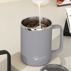 Insulated Coffee Mug with Handle and Lid, Stainless Steel Travel Tumbler, Double Wall Vacuum, 17oz, Black