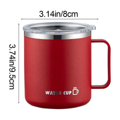 Insulated Coffee Mug with Handle and Lid, Stainless Steel Travel Tumbler, Double Wall Vacuum, Spill Proof, Black, 17oz