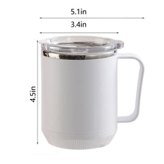 Insulated Coffee Mug with Handle and Lid, Stainless Steel Travel Tumbler, Double Wall Vacuum, Black, 17oz