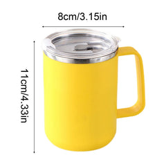 Insulated Coffee Mug with Handle and Lid, Stainless Steel Travel Tumbler, Double Wall Vacuum, Black, 17oz
