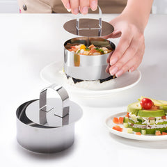 4 Pcs Stainless Steel Cooking Rings with Pusher and Lifter, 3 Inch Round Food Plating Molds for Cake Dessert Tartare