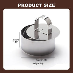 4 Pcs Stainless Steel Cooking Rings with Pusher and Lifter, 3 Inch Round Food Plating Molds for Cake Dessert Tartare
