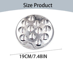 Stainless Steel Escargot Plate 12 Holes, Round Snail Baking Dish Seafood Plate for Home Restaurant Kitchen