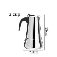 2 Cup Stove Top Coffee Maker Stainless Steel Mocha Espresso Latte Percolator Pot, 15x7.8cm Silver