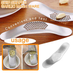 Stainless Steel Garlic Press Mincer Rocker, 1 Pack Garlic Crusher Peeler Grater for Kitchen, Garlic and Ginger Grater Tool