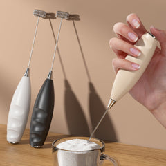 Portable Electric Milk Frother, Handheld Coffee Foam Maker for Lattes, Cappuccino, Hot Chocolate and Everyday Home Use, Beige