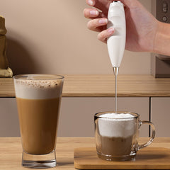 Portable Electric Milk Frother, Handheld Coffee Foam Maker for Lattes, Cappuccino, Hot Chocolate and Everyday Home Use, Beige