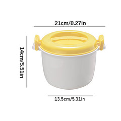 Microwave Rice Cooker, Microwavable Food Container, Plastic Steamer Cookware for Rice, Pasta, Vegetables, Soups, Yellow, 8.27" x 5.51"