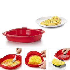 Silicone Omelette Maker Microwave Oven Non Stick Egg Roll Baking Pan, Red