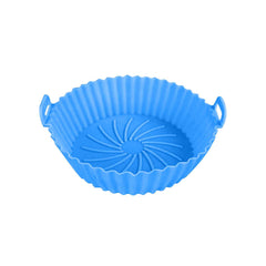 Silicone Air Fryer Liners, Reusable Air Fryer Silicone Baking Tray Pot, Round Non Stick Air Fryer Pan Accessories, Blue
