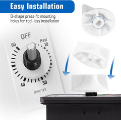 6 Pack Timer Switch Knobs, D Type Replacement Knobs for Spring Wound Wall Fans, Motors, Heaters and Lights, White
