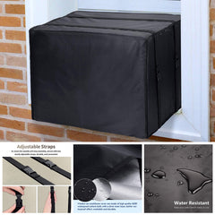 Window Air Conditioner Cover Outdoor, Waterproof Dustproof Outside AC Unit Protection Cover, Black, Size M
