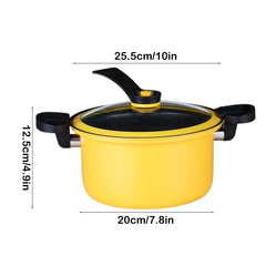 Nonstick Ceramic Coated Sauce Pan with Lid, Twist and Lock Handles Micro Pressure Cooker, Versatile Easy to Clean Cookware for Stovetops, Yellow