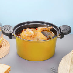 Nonstick Ceramic Coated Sauce Pan with Lid, Twist and Lock Handles Micro Pressure Cooker, Versatile Easy to Clean Cookware for Stovetops, Yellow