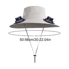 Solar Fan Hat Wide Brim Sun Hat with USB Charging Fan Removable Outdoor Fishing Hat for Men Women, White