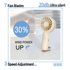 Portable Mini Handheld Fan,3 Adjustable Wind Speeds, Battery Powered, USB Rechargeable Fan for Home Office Bedroom and Outdoor