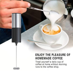 Electric Battery Powered Foam Maker For Coffee Durable Mini Drink Mixer Food Grade Material, Silver + Black