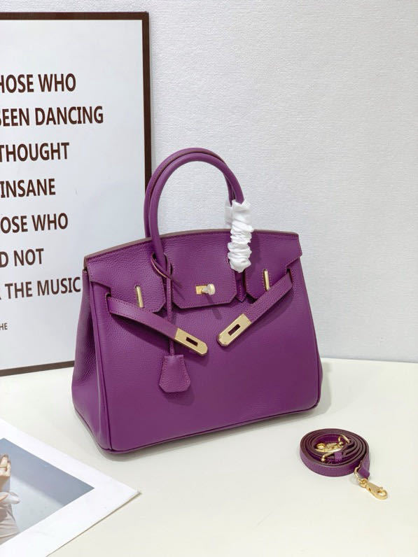 2025- Euro-american Elegant Crocodile Leather Handbag Bag - Birkin 35,violet ,palladium Hardware