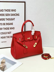 2025- Euro-american Elegant Crocodile Leather Handbag Bag - Birkin 25,red ,palladium Hardware