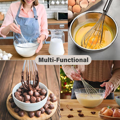 8 Inch Mini Stainless Steel Manual Hand Whisk Handheld Egg Beater Mixer Household Kitchen Utensil for Whipping Cream Egg Stirring Cake Baking