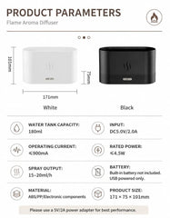 2 Pack USB Flame Diffuser, White & Black RGB Light Pair