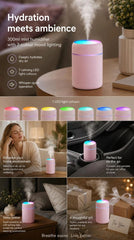 USB Mini Humidifier 300ML Dual Cotton Wicks Black Boxed, Bedroom Gift