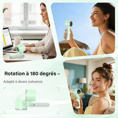 Mini Portable Fan, Handheld Desk Neck and Foldable, USB Rechargeable, 5 Speeds, 12000 RPM, 12 mps, Green