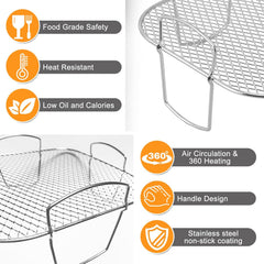 Square air fryer rack - Air fryer baking pan - Air fryer accessories - Stainless steel - 20 cm