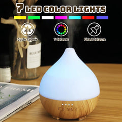 Aromatherapy Essential Oil Diffuser 100ml, Ultrasonic Aroma Diffuser with 7 Color LED Lights and Auto-Off Function, Wood Grain Humidifier for Home Office