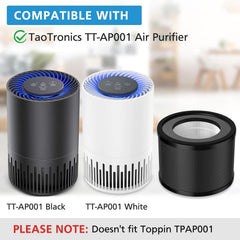 2 Pack HEPA Replacement Filter, Compatible with TaoTrics TT-AP001 and VAVA VA-EE014, 3-in-1 HEPA and Activated Carb Filter