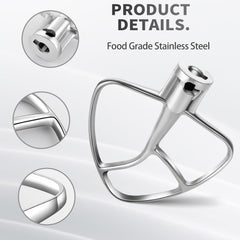 K45B Stainless Steel Flat Beater for Kitchenaid 4.5-5 Quart Tilt Head Stand Mixer, Polished Paddle Attachment for KitchenAid Mixer by ,Dishwasher Safe