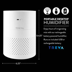 Portable Cool Mist Humidifier 2 Liter Capacity Rechargeable Battery Powered 2 Misting Modes Led Display Panel and Auto Shut Off