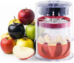 5.12-Inch Apple Slicer - 8 Slices, Ultra-Safe & Heavy-Duty Stainless Steel Extra Large Apple Cutter, Upgraded Cut Apples All The Way Through, with Red Bowl