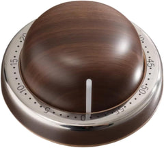 Modern Mechanical Kitchen Timer with Wood Grain Design, Stainless Steel Base, Easy-to-Use Cooking Timer for Home