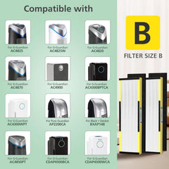 4 Pack FLT4825 True HEPA Filter B Replacement with Activated Carbon Pre-Filters Compatible with Guardian Air Purifier AC4825 AC4300 AC4800 AC4900 AC4850