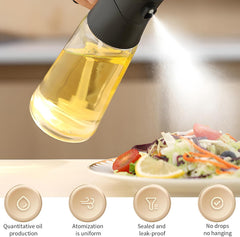 2 Pcs Oil Sprayer for Cooking, 300 ml Olive Oil Dispenser, Glass Oil Spray Bottle with Scale for Kitchen, Salad, Barbecue, Baking (Black & White)