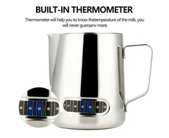 600ml Milk Frothing Thermometer Espresso Coffee Pitcher Stainless Steel Jug