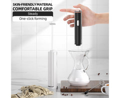 Electric Milk Frother, Rechargeable Handheld Foam Maker, 3 Adjustable Levels, Hangable & Foldable Whisk for Coffee