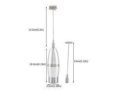 Stainless Steel Handheld Electric Milk Frother, Portable Frother for Cappuccino & Frappe