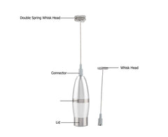 Stainless Steel Handheld Electric Milk Frother, Portable Frother for Cappuccino & Frappe