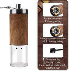 Manual Coffee Grinder - Ceramic Burr, Adjustable Grind Levels for Drip & Espresso